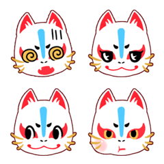 白狐のお面絵文字のLINE絵文字
