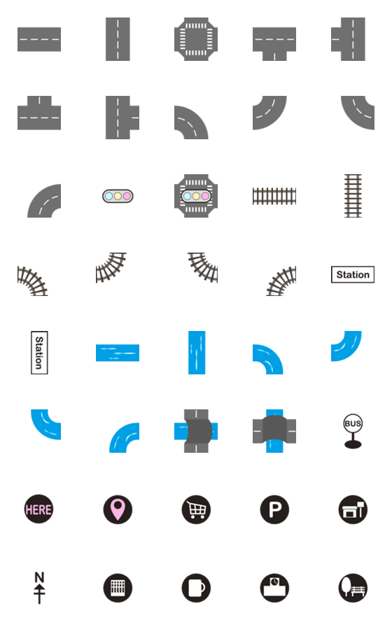 [LINE絵文字]地図作成セット 絵文字 基本編の画像一覧