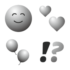[LINE絵文字] 立体モノクロ＊絵文字の画像