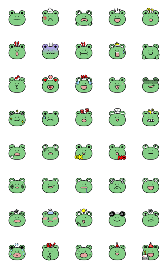 [LINE絵文字]"WA WA"- the happy frog-expressive faceの画像一覧