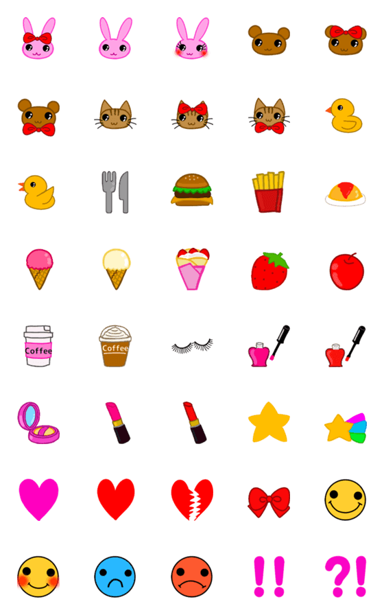 [LINE絵文字]カラフルで可愛い絵文字達の画像一覧