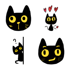 [LINE絵文字] Black cat Mi Mi emojiの画像