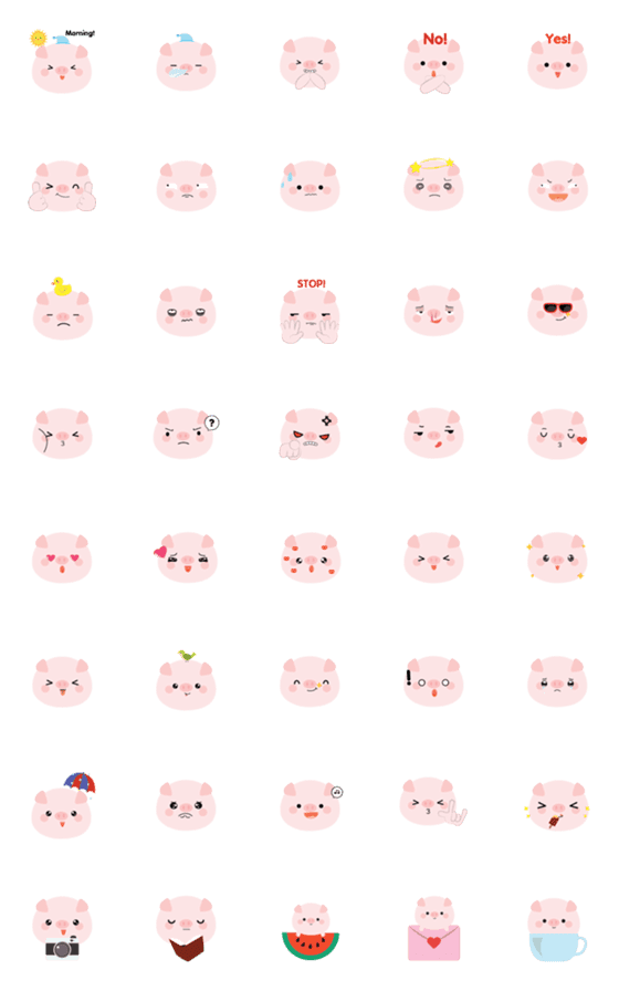[LINE絵文字]Cute Pigの画像一覧