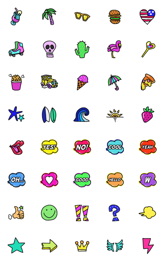 [LINE絵文字]派手かわいい★アメリカンポップな絵文字の画像一覧