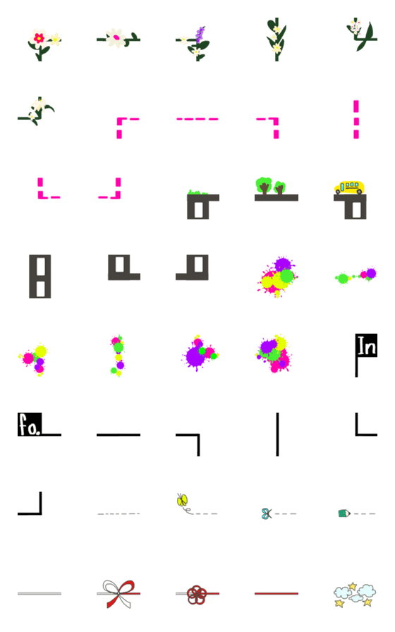 [LINE絵文字]囲んで並べて作る♡フレーム＆ラインの画像一覧