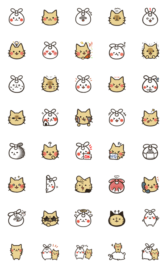 [LINE絵文字]うさぎとねこすけの画像一覧