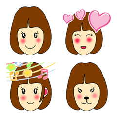 [LINE絵文字] A cute girl's Emoji who has bob hairの画像