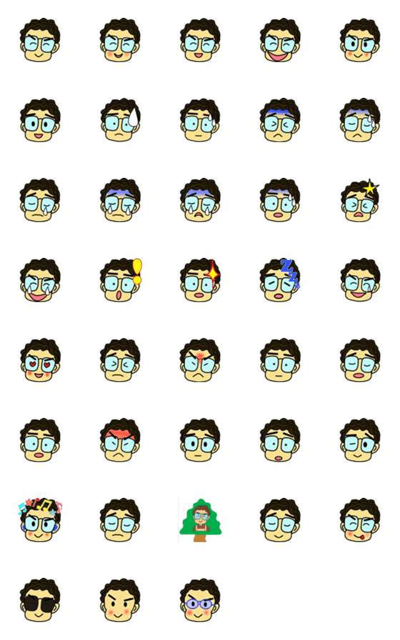 [LINE絵文字]Mori's Facial expressions Emojiの画像一覧