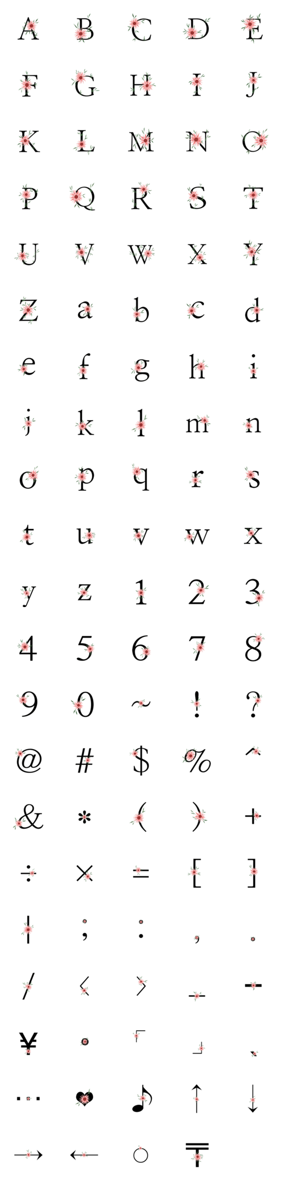 [LINE絵文字]flowers fontの画像一覧