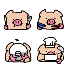 [LINE絵文字] 食べる豚の画像