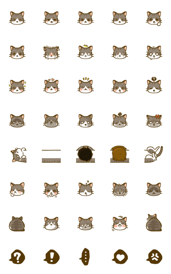 [LINE絵文字]Tabby cat Ohyo Emojiの画像一覧