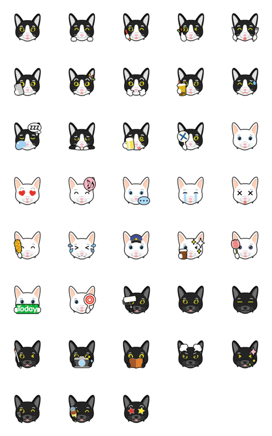 [LINE絵文字]なかよし ハチワレ くろしろ 猫 絵文字の画像一覧