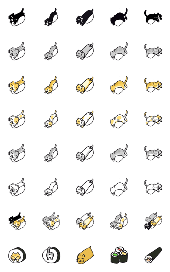 [LINE絵文字]ねこすし 猫寿司 猫のおすしを送る絵文字の画像一覧