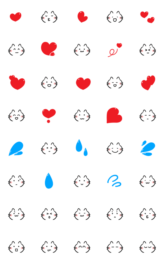 [LINE絵文字]表情豊かなシンプルねこちゃん絵文字の画像一覧