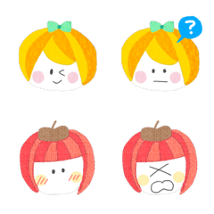 みかんちゃんとりんごちゃんの顔絵文字の絵文字メイン画像