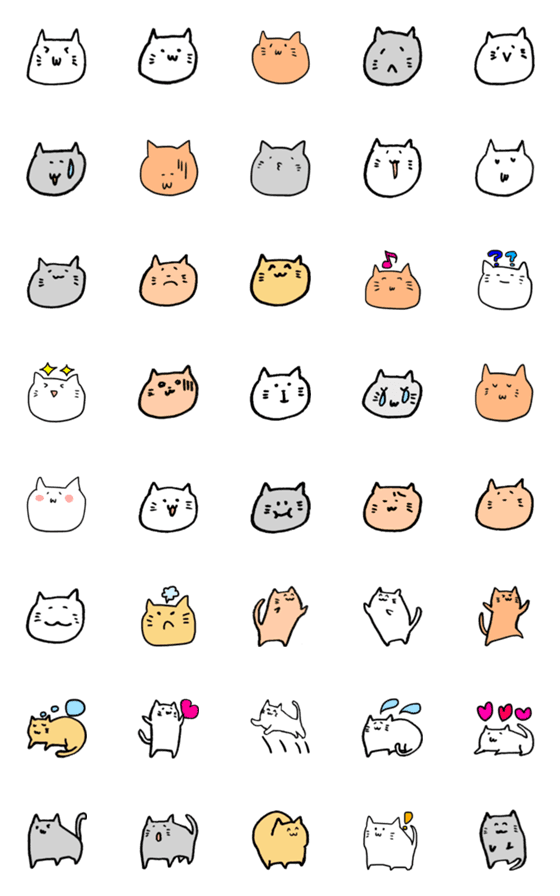 [LINE絵文字]使いやすいかわいいねこ絵文字の画像一覧