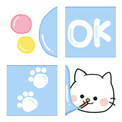 [LINE絵文字] しろねこさんのシャボン玉メッセージの画像