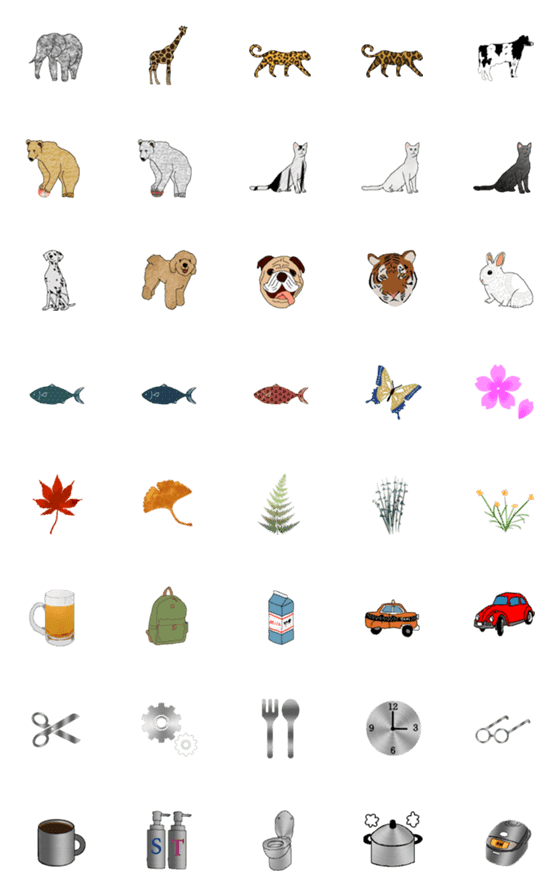 [LINE絵文字]動物＆ステンレスや日用品手描き絵文字の画像一覧
