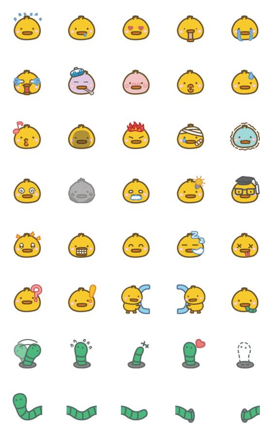 [LINE絵文字]Duck and insect EMOJIの画像一覧