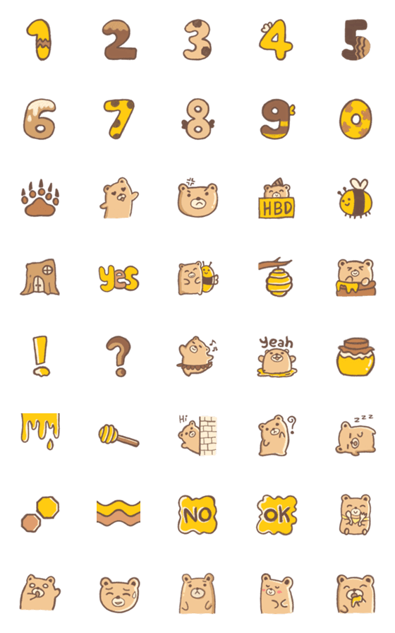 [LINE絵文字]Honey Bear Emojiの画像一覧