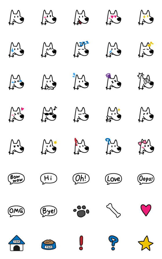 [LINE絵文字]Bow wow！ トムの絵文字の画像一覧