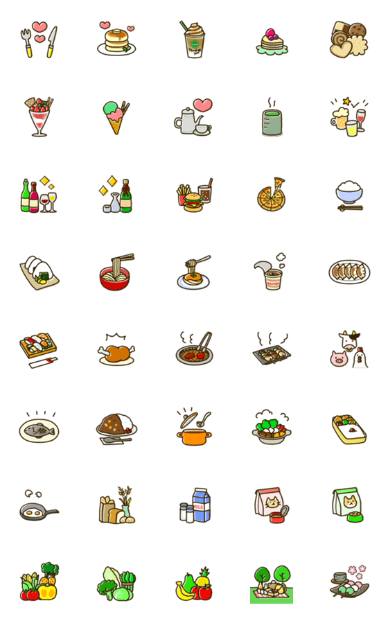 [LINE絵文字]楽しく使える絵文字☆食事の画像一覧