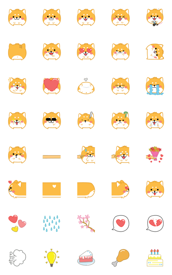 [LINE絵文字]Emoji Shibabo (Shiba Inu)の画像一覧