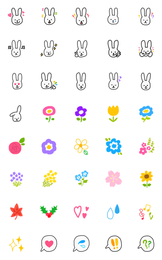 [LINE絵文字]うさぎとおはな 絵文字verの画像一覧