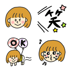 [LINE絵文字] ぱっつんボーダーの女の子♡pocaママ絵文字の画像