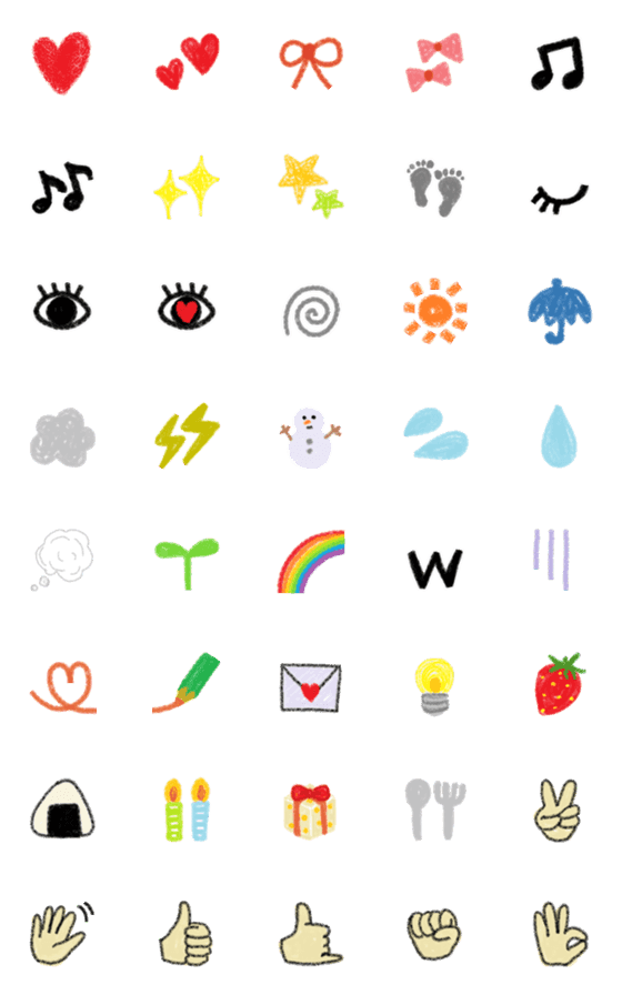 [LINE絵文字]クレヨン絵文字【1】の画像一覧
