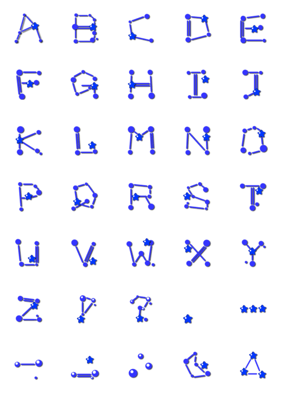 [LINE絵文字]Hato Hati Emoji - Alphabet with starsの画像一覧