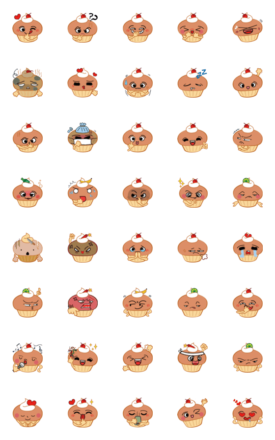 [LINE絵文字]Creamy Cup Cake emojiの画像一覧