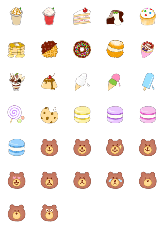 [LINE絵文字]Delicious and cute sweets！の画像一覧
