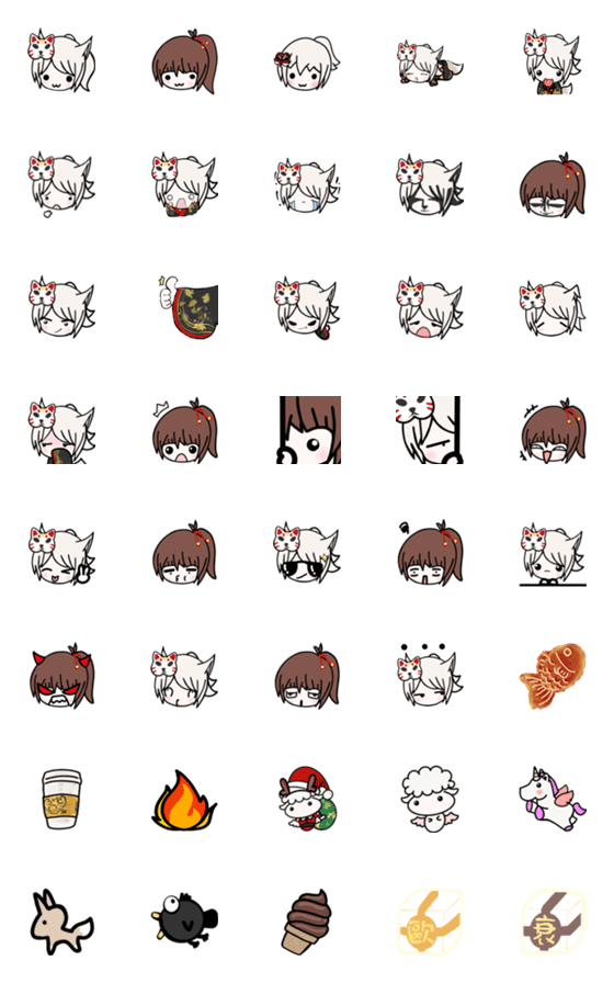 [LINE絵文字]May and Mii 1-cute faceの画像一覧