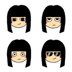 Line絵文字 黒髪ぱっつん女子 40種類 1円 Line絵文字 黒髪ぱっつん女子 40種類 1円