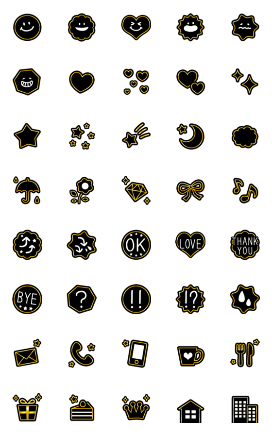 [LINE絵文字]Black＆Goldの画像一覧