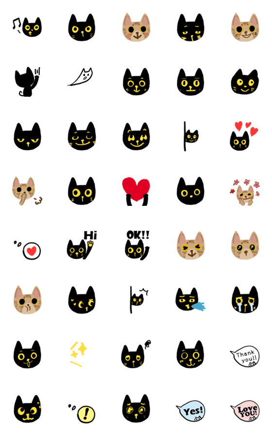 [LINE絵文字]Black cat Mi Mi and Furrr emojiの画像一覧