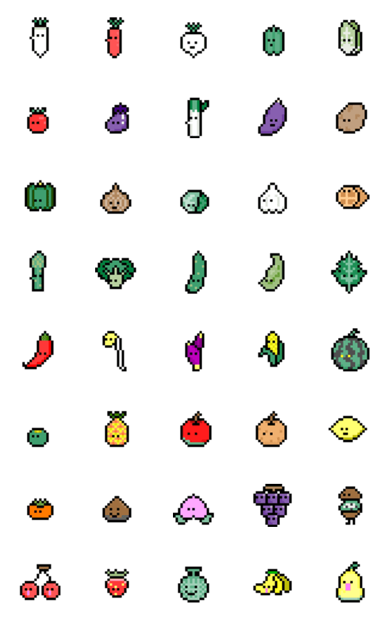 [LINE絵文字]ドット絵 たべっこピクセル3の画像一覧