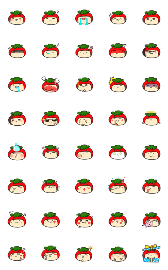 [LINE絵文字]Fat Tomato Stickerの画像一覧