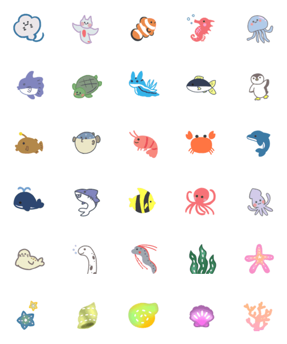 [LINE絵文字]海のゆるーい生き物の画像一覧