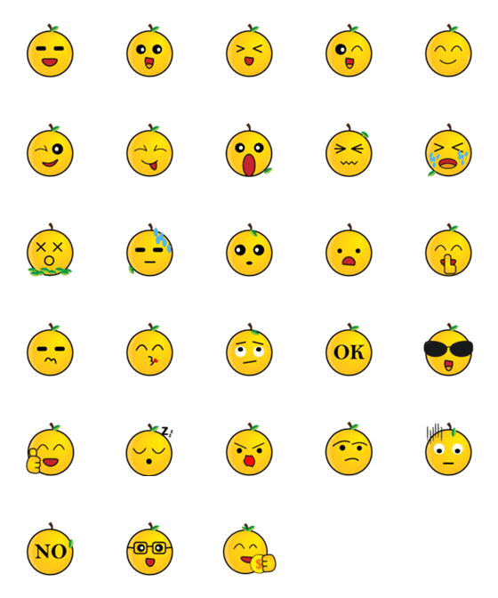 [LINE絵文字]Cute orange-(emoji)の画像一覧