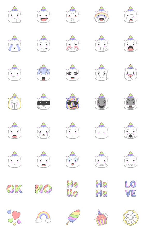 [LINE絵文字]Emoticon : The Unicorn Familyの画像一覧