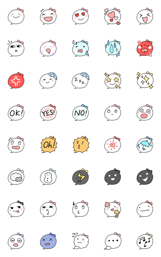 [LINE絵文字]リボンつけた吹き出しちゃん絵文字の画像一覧