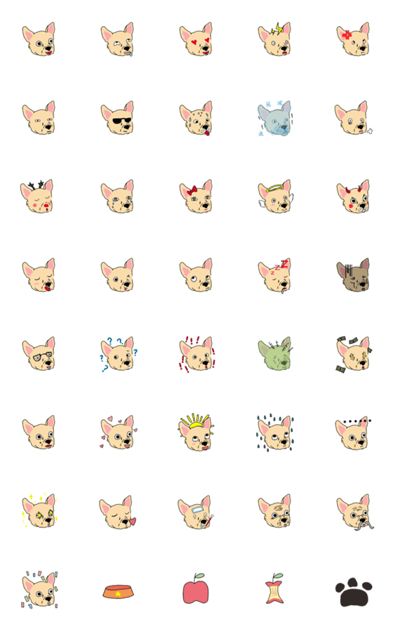 [LINE絵文字]French Bulldog faceの画像一覧