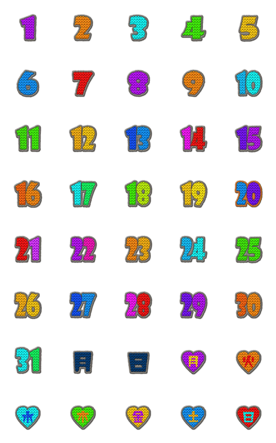 [LINE絵文字]【モラモラ】ニット風日付-月日と曜日-の画像一覧