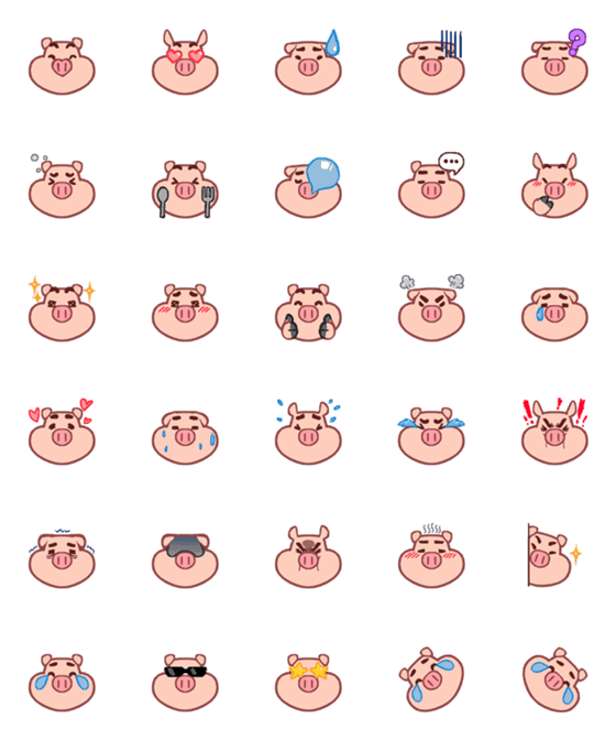 [LINE絵文字]BEBE, the Cute Chubby Pigの画像一覧