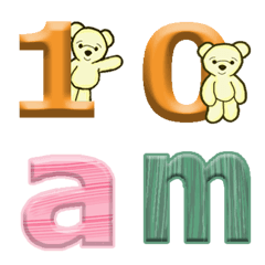 [LINE絵文字] かわいいアルファベット木柄＆ベア絵文字の画像