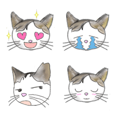 [LINE絵文字] 猫のエルサの水彩シンプル絵文字の画像