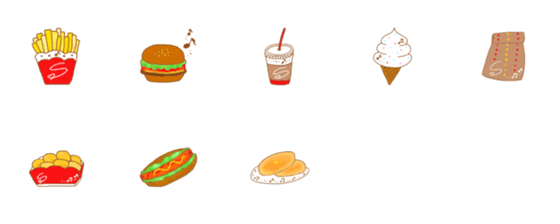 [LINE絵文字]ハンバーガーポテト食べ物の絵文字の画像一覧