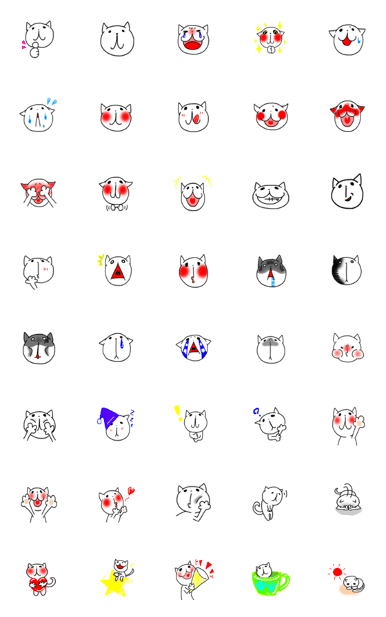 [LINE絵文字]鼻下長ネコの絵文字の画像一覧